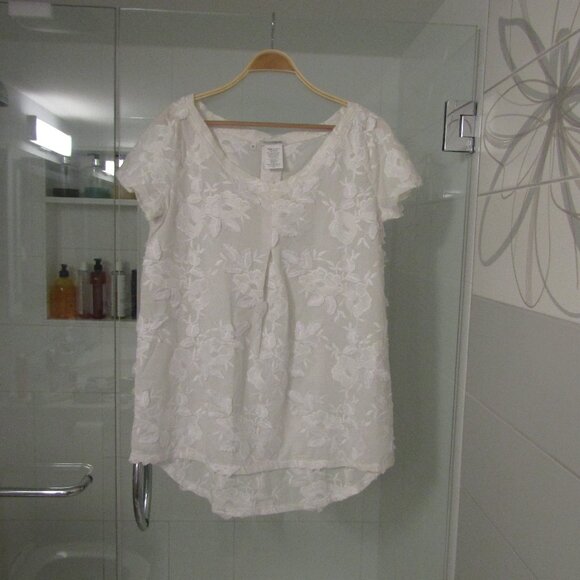 NARACAMICIE White Pullover Cotton/Poly Blend Lace Top-NWT's-Size II--Retail $175 - Picture 1 of 6